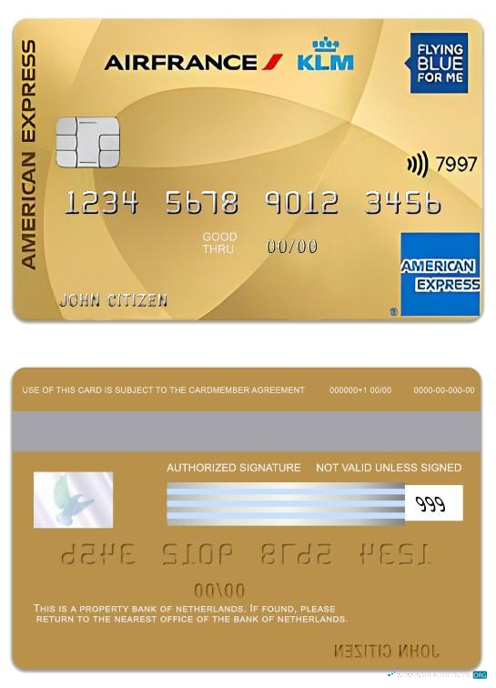 Download Netherlands Bank of Netherlands American Express Flying Blue Gold Photoshop template